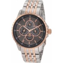 Stuhrling Original 214B.332241 Mens Artemis Genteel Multifuntion Stainless Steel Case and Rose Goldtone Bezel with Black Dial