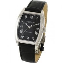 Stuhrling Original 242.12151 Ladies Park Avenue Swiss Quartz Watch with Stainless Steel Case and Black Dial on a Black Leather Strap