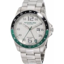 Stuhrling Original 289.332P12 Stainless Steel Case with Silver Tone Dialandamp;#44; Black and Green Bezelandamp;#44; Silver Tone Numeralsandamp;#44; and Stainless Steel Link Bracelet