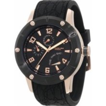 Stuhrling Original 622.33461 Mens Classic Super Apocalypse Slim Swiss Quartz with Rosetone Case Quartz with Black IP Bezel Black Dial and Black Rubber Strap Watch