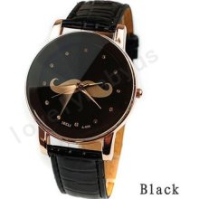 Style Faux Leather Fashion Personality Moustache Quartz Vintage Dial Watch