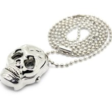 Stylish Skull Head Alloy Silver Pocket Watch
