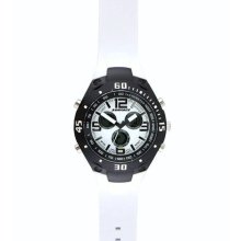 Surface Mens' Chronograph White Rubber Strap, Silver tone Case Watch