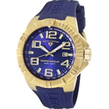 Swiss Legend Men's Super Shield Blue Dial Gold Tone Ip Ss Case Blue Si