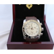 Swiss Legend The Commander Chronograph Watch SL-30011-44 Silver Brown Strap - Silver - Other