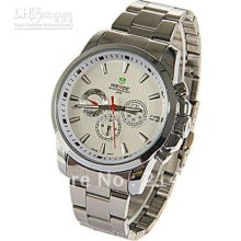 Swiss Movt Stainless Steel Watchband Watch Wh-1007 - White Dial