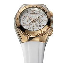 TechnoMarine Cruise Star Chrono Rose Gold 40mm Watch - Silver Dial, White Silicon Strap 110047 Chronograph Sale Authentic