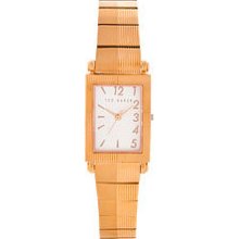Ted Baker Womens Sui Ted Gold Tone Stainless Watch Silver Dial Link Bracelet