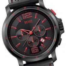 The Hugo Boss 1512597 Black Red Chronograph Watch Dial Men Men's Watch
