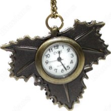 The Maple Leaf Long Necklace Vintage Pocket Pendant Necklace Watch