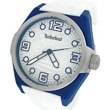 Timberland 13328jpbus-01 Radler White Blue Round Dial Rubber Strap Mens Watch