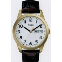 Timex Brown Leather Elevated Classics Dress Watch With White Dial