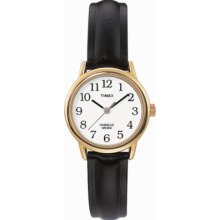 Timex Ladies Watch With White Dial And Black Leather Strap - T20433pf