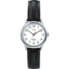 Timex T20441 Ladies White Face Black Leather Strap Watch Rrp Â£32.99