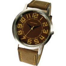 TOKYObay Unisex Track Large Analog Stainless Watch - Brown Leather Strap - Brown Dial - T155-BR