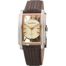 Tommy Bahama Men s Santiago Swiss Quartz Rectangle Case Dark Brown Leather Strap Watch