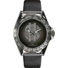 Toy Unisex Dollar Sign Cz Dial Round Case Satin Band Quartz Analog Watch D05gy