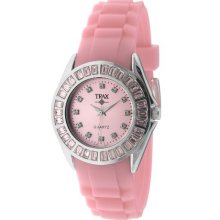 Trax Womens Tr3925-pk Rox Pink Rubber Dial Crystal Bezel Watch