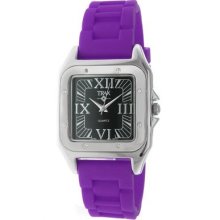Trax Women's Tr5132 Bpr Posh Square Purple Rubber Black Dial Watch Wrist