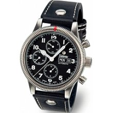 Tutima Grand Classic Chrono F2 43mm Watch - Black Dial, Leather Strap 781-11 Chronograph Sale Authentic
