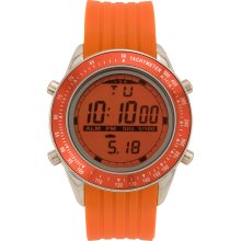 U.S. Polo Assn Mens XL Orange Dial Rubber Band Digital Quartz Watch US9063