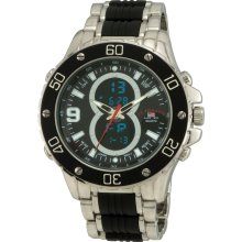 U.S. Polo Assn Mens Formula Black & Silver Alarm Quartz Chronograph Watch US8433