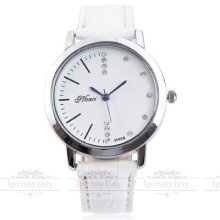 Unique Designed Simple Dial Women Lady Quartz Analog Pu Leather Nice Wrist Watch