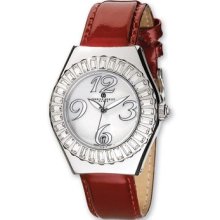 Unisex Charles Hubert Red Leather Stainless Steel Watch Xwa2659