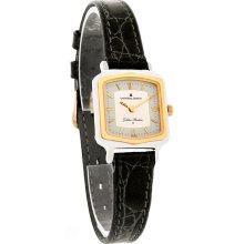 Universal Geneve Golden Shadow Ladies Two Tone Gray Leather Swiss Quartz Watch