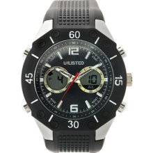 Unlisted By Kenneth Cole Mens Black Rubber Analog Digital Sport Watch Ul1159