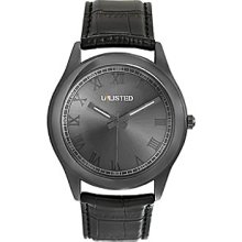 Unlisted By Kenneth Cole Mens Gunmetal Case Gray Dial Black Band Watch Ul1217