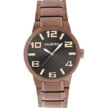 Unlisted by Kenneth Cole Men's Brown Watch with Gunmetal Dial and