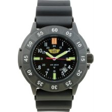 Uzi Tritium Tactical Dive Watch 1 1/2 Inch Diameter Black Rubber Band Uzi001r