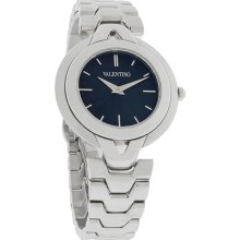 Valentino Ladies Black Dial V-Link Bracelet Swiss Quartz Watch V38SBQ9909-S099