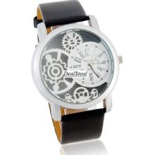 Valiia Unisex Stripe Design Analog Watch (black)