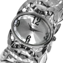 Valletta Ladies Big Stone Silver Tone Bracelet/Silver Dial