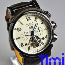 Vegan ...all Black Skeleton Auto Analog Watch For Gentleman Freeship