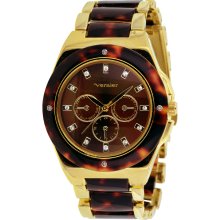 Vernier Women's Gold Tone/ Tortoise Resin Faux Chrono Bracelet Watch Vernier Women's Gold Tone/ Tortoise Resin Faux Chrono Bracelet Watch