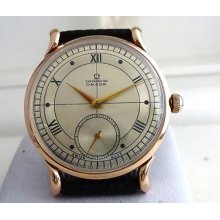 Very Rare Large Omega Chronometre 18kt Solid Gold Manual Wind Wristwatch