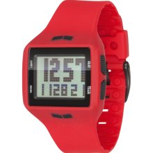 Vestal Unisex Helm Surf and Train Digital Polyurethane Watch - Red Rubber Strap - Black Dial - HLMDP04