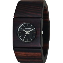 Vestal Womens Rosewood Slim Analog Resin Watch - Dark Bracelet - Black Dial - RWS3W01