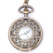 Vintage Brass Pocket Watch Pendant Locket Long Chain Necklace By 81stgeneration