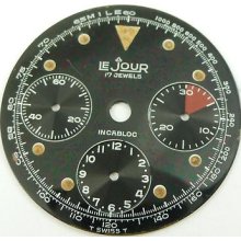 Vintage Le Jour Chronograph Dial - To Fit Valjoux 72 - Original Black & Red