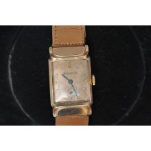 Vintage Mens Bulova 14 K Rose Gold Filled Wristwatch Caliber 8 Ad Keeping Time