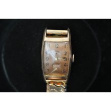 Vintage Mens Lord Elgin 14 K Rose Gold Filled Wristwatch For Repairs