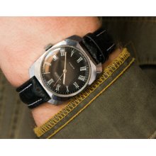 Vintage men's wrist watch Vostok men's watch mechanical black face watch