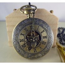 Vintage OWL pendant , Vintage brass ROMA Mechanical Pocket Watch Steampunk Style