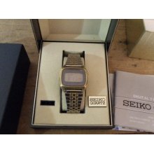 Vintage Seiko F051 Digital Wristwatch Case And Instructions