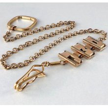 Vintage Swank pocket Watch Fob Chain initials JWP gold tone