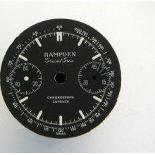 Vintage Swiss Valjoux Hampden Matte Black Chronograph Watch Dial 60's